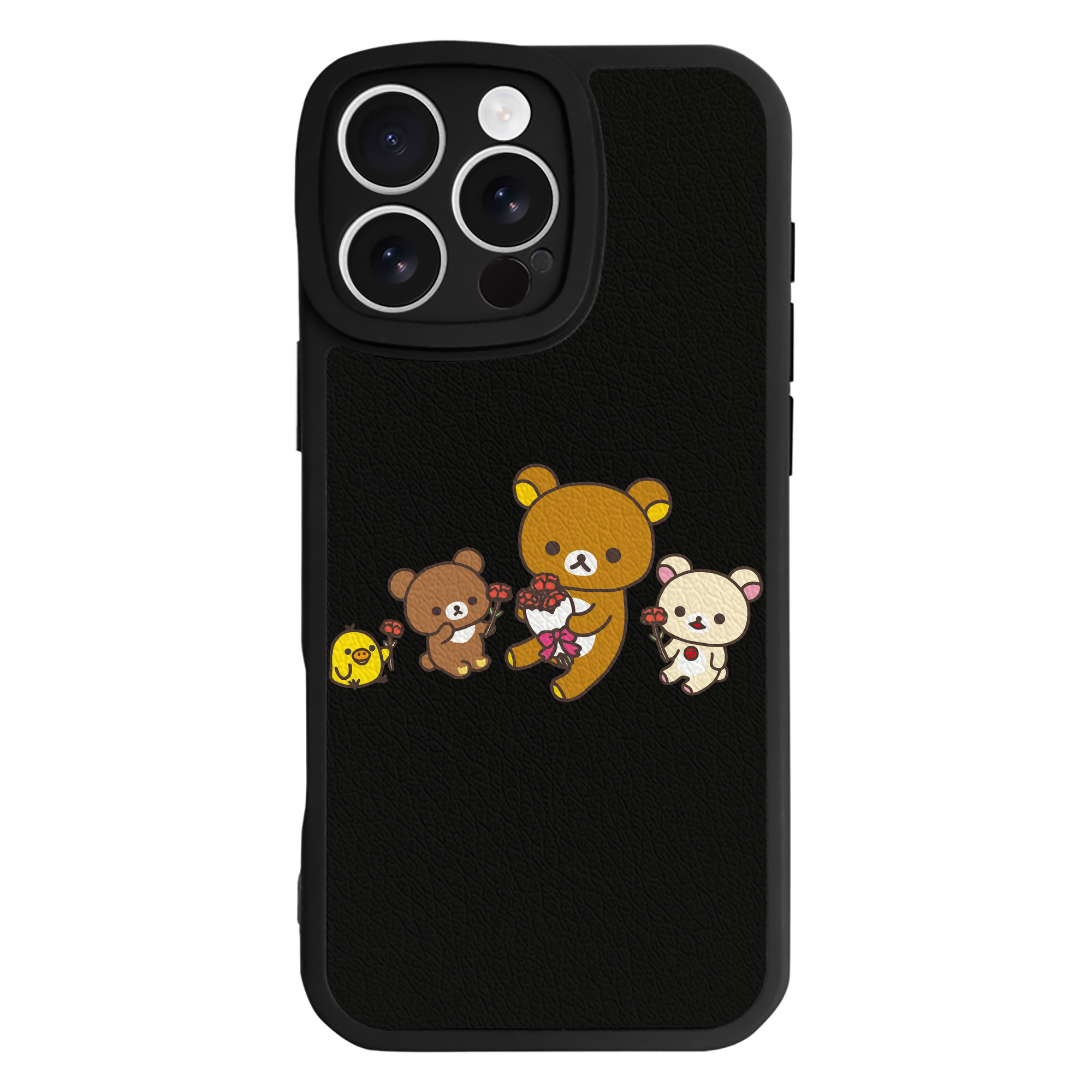 （画像用） リラックマ リラックマ キイロイトリ Rilakkuma Korilakkuma Kiiroitori 【iPhone 16シリーズ対応】シリコンスマホケース（レザー調） 材質：シリコン